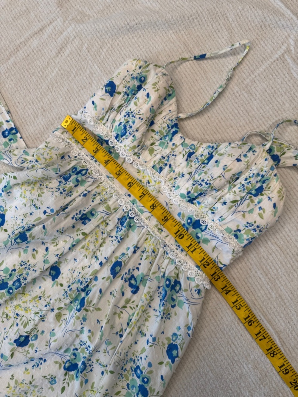 Vintage Cotton Floral Sundress with Blue & Green Print xs - Picture 11 of 14